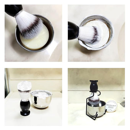 Shaving Brush Set for Men, 4pcs Shaving Set Includes Shaving Brush Shaving Soap, Bowl and Shaving Brush Stand