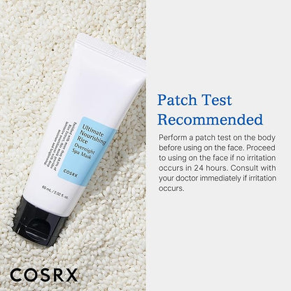 COSRX Ultimate Nourishing Rice Overnight Spa Mask, 60ml / 2.02 fl.oz | Rice Extract 68% and Niacinamide 2%, Korean Skin Care, Animal Testing Free, Paraben Free