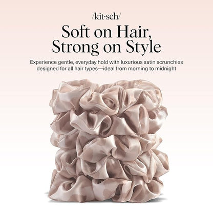 Kitsch Leopard Prints Satin Scrunchies for Women - No Crease Hair Ties for Girls, Scrunchies For All Hair Types and Textures, Perfect for Day or Night | Ideal Gifts for Women - 5 Pcs