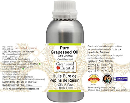 Greenwood Essential Pure Grapeseed Oil (Vitis vinifera) Cold Pressed 1250ml (42 oz)