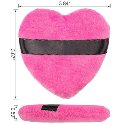 OIIKI 4PCS Makeup Puffs, Cotton Powder Puff, Makeup Tool Sponges Blender Cleanser, in Love Shape with Strap, for Cosmetic (Gray+White+Rose+Black)