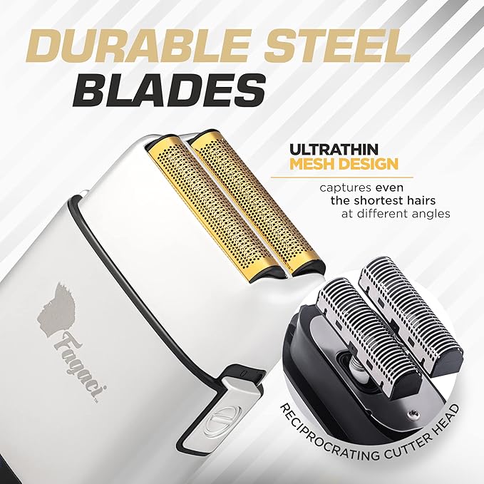 Fagaci Professional Hair Clippers for Barbers with Precise Cutting, 5 Speeds Double Foil Shavers for Men, Turbo Power Cordless Hair Clippers, Clean Shaving Foil Razor, Clippers for Hair Cutting