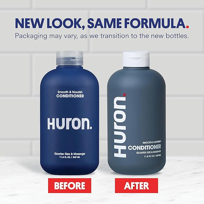 Huron Men’s Conditioner - Lightweight, Hydrating Conditioner - Eliminates Frizzy Hair, Moisturizes, & Restores Shine - Clean & Invigorating Scent - 100% Vegan Ingredients & Cruelty-Free - 11.8 Fl Oz (2 Pack)