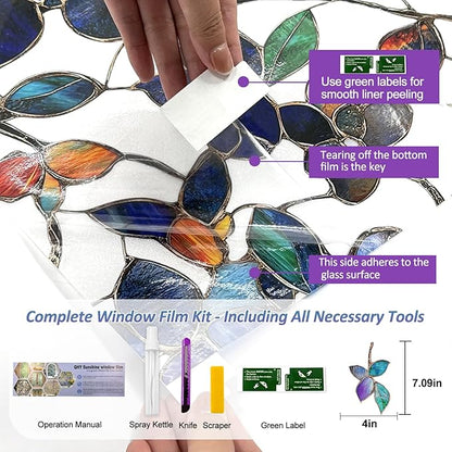 Window Privacy Film Stained Glass Window Film Frosted Window Film Window clings Non-Adhesive Reusable Decorative for Home Removable (Purple Frosted,17.5 X 157.4 in