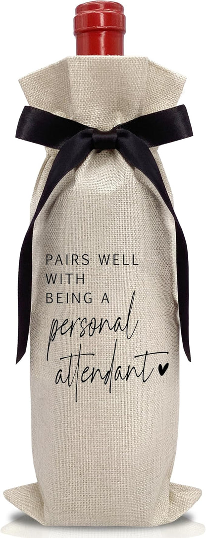 RYIGYWE Cute Bow Ribbon Engagement Gift Wine Bag - 1 PCS Bride to Be Gifts for Bridesmaids Bride and Groom Couples Her Him Will You Be My Bridesmaid for Getting Married Engagement Bridal Shower - A55
