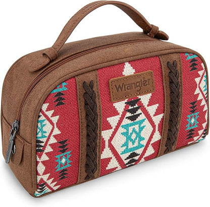 Montana West Wrangler Makeup Bags for Women Portable Aztec Toiletry Bag Southwestern Travel Cosmetic Organizer for Gift