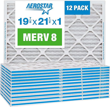 Aerostar 19.875x21.5x1 MERV 8-12 Count - High Efficiency Pleated HVAC, Furnace & Air Conditioner Filters - Removes Dust, Lint, Mold & Allergy-Causing Pollen