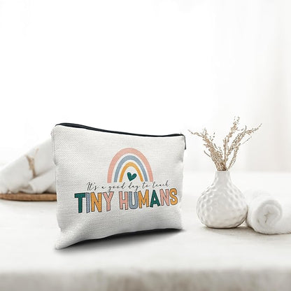 Nogrit Teacher Makeup Cosmetic Bag,It's a Good Day to Teach Tiny Humans Makeup Travel Toiletry Bag,Teacher Appreciation Gifts,Back to School Gifts for Teachers,Thank You Gifts for Teachers