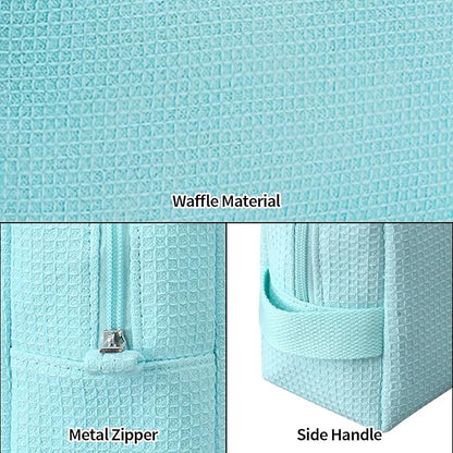 DYSHAYEN Waffle Makeup Pouch Bag, Small Travel Cosmetic Bag, Gifts for Women Bridesmaid,Wedding,Christmas (Mint)