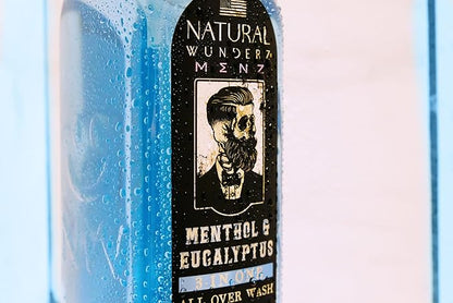 Mens Body Wash with Menthol & Eucalyptus, 32 Fl Oz, All Natural 3-In-1 Body Scrub and Liquid Soap for Gentle Cleansing, Vegan Friendly, Sulfate Free, and Cruelty Free