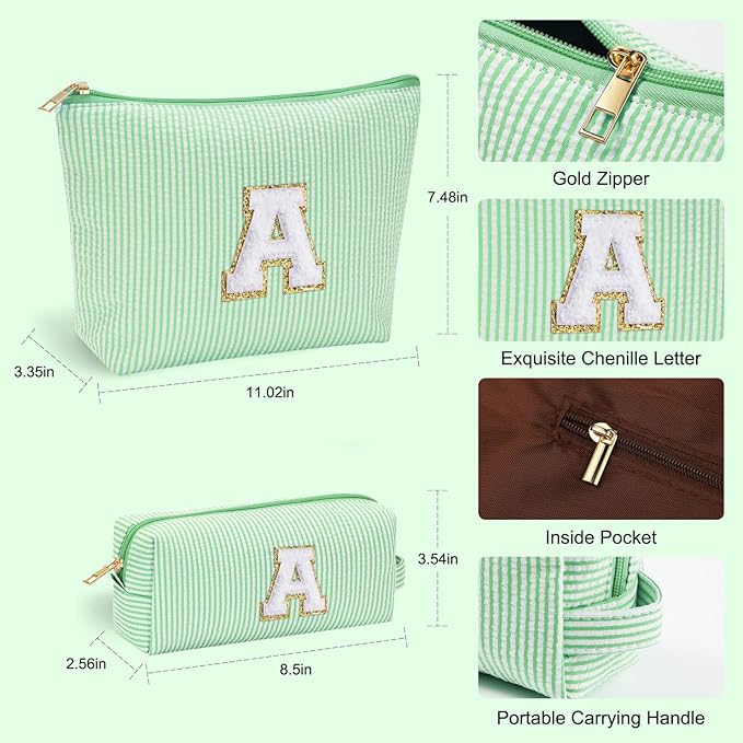 YOOLIFE Birthday Gifts for Women Her - Personalized Cute Initial Cosmetic Makeup Pouch Make Up Travel Bag for Mothers Day Gifts Teacher Sister Friend Girlfriend Mothers Day Gifts for Mom D