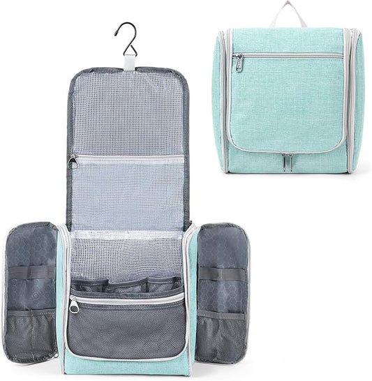 Della Gao Travel Toiletry Bag for Men and Women, Bathroom Bag, Water-Resistant Nylon (L, Green)