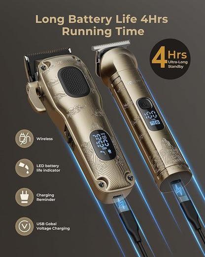 Hair Clippers for Men Professional, Cordless Hair Clippers for Hair Cutting, Mens Clippers and Trimmers Set, Electric Hair Trimmer for Men with Package Case