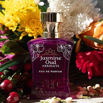 H HABIBI Jasmine Oud Absolute Arabian Perfume for Women - 2.5 oz (75ML) Long Lasting Women's Fragrances, Woody Floral Scent with Leather, Rose & Oud Notes