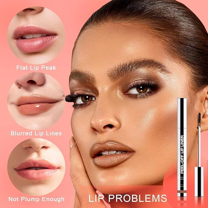 Lip Stain - Peel Off Lip Liner, Long Lasting Lip Liner with Matte Finish, Waterproof & Transfer Proof Lip Gloss, Non-Stick Cup & Highly Pigmented Color, Easy to Use for All Skin Types (Nude Pink)