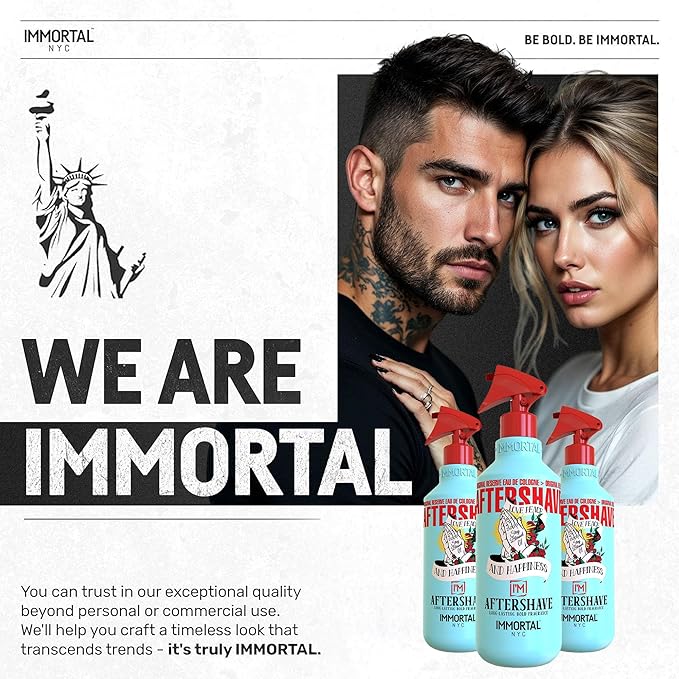 Immortal NYC Stay Blessed 01, After Shave Spray Body/Face Men's Cologne, 17 oz, Exclusive Barbers, Softens Skin, Refreshes, Disinfects and Relieves Face and Skin, Moisturizing Formula After Shaving
