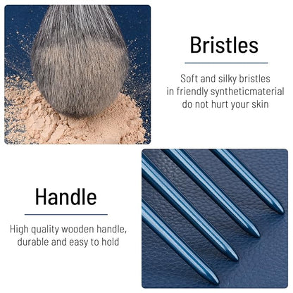 Professional Makeup Brush Set 14Pcs Makeup Brushes Kit Foundation Eyeshadow Powder Blending Eyebrow Eyelash Kabuki Brushes Cosmetic Brushes Travel Kits With Leather Bag Gift
