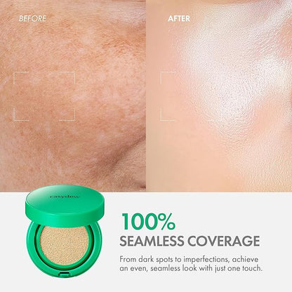 Easydew Mela B Toning Ampoule Cushion - 2-in-1 Korean Skin Care & Face Beauty Makeup - Age-Defying Full Coverage Cushion Foundation with Niacinamide & Hyaluron-Vital C 0.45 oz (#17 Ivory)