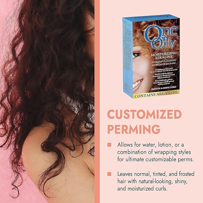 One 'N Only Moisturizing Alkaline Perm with Argan Oil, Moderate to Firm Curls, Fresh Scent, True-to-Rod Size Curls, Leaves Hair Shiny, Moisturized, and Manageable,