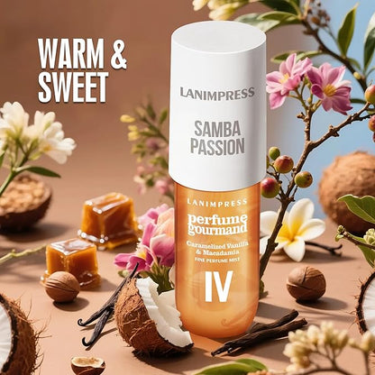 Perfume - No.4，Body Spray For Women（Eau De Perfum） Hair & Body Fragrance Mist，Amber Gourmet Tune（Roasted Macadamia Nuts+ Caramel Vanilla + Coconutblossom ） Perfumes For Women（3 fl oz）