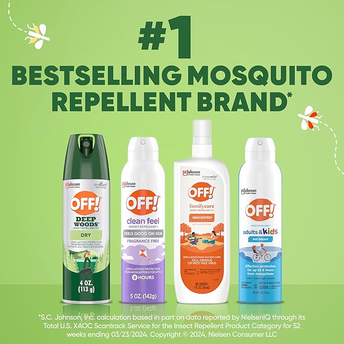 OFF! Deep Woods Insect Repellent Aerosol, Dry, Non-Greasy Formula, Bug Spray with Long Lasting Protection from Mosquitoes and Ticks, 4 Oz, 4 Count