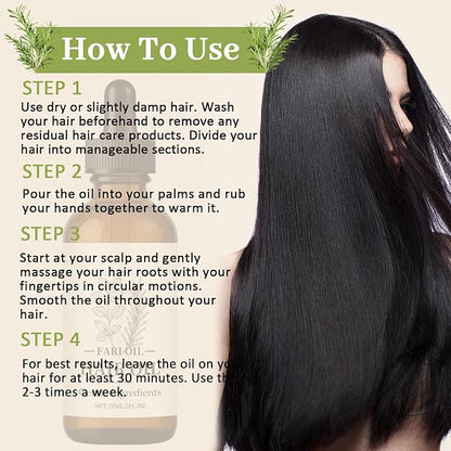 Hair Growth Oil, Botanical Scalp Oil with Herbal Infusion, Nourishes Damaged Hair, Prevents Hair Loss, Plant-Based Formula for All Hair Types – 2oz (1PCS)
