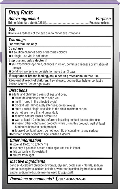LUMIFY Preservative Free Eye Drops for Red Eyes, Redness Reliever for Sensitive Eye, Brighter and Whiter Looking Eyes, Works in 1 Minute & Lasts Up to 8 Hours, 20 Single-Use Vials