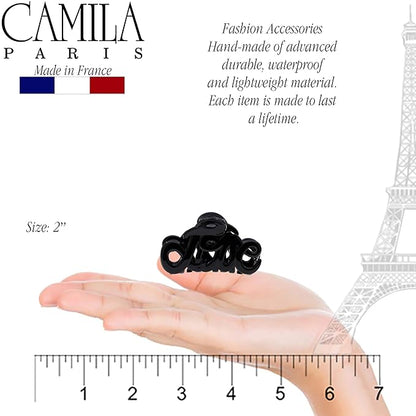 Camila Paris CP3025 French Hair Clip for Women, 2 inch Girls Hair Claw Clips Jaw Black Fashion Durable and Styling Hair Accessories for Women, Strong Hold No Slip Grip, Made in France