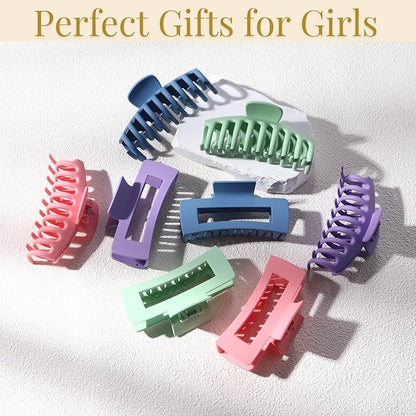 LuSeren Colorful Hair Claw Clips for Girls – 4.3 Inch Cute Matte Claw Clips in Pastel Green, Pink, Blue & Purple – Lightweight Strong Hold Hair Accessories for Teens & Women