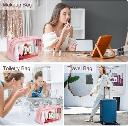 YOOLIFE Birthday Gifts for Kids | Travel Toiletry Bag | Pink Clear Makeup Bag for Teen Girls Kids Cosmetic Bags Gifts for 5 6 7 8 9 10 11 12 13 Year Old Girls Birthday Gifts for Girls Initial D