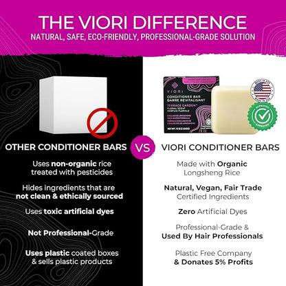 Viori Terrace Garden Conditioner Bar Made with Rice Water - Handcrafted All Natural Organic Conditioner