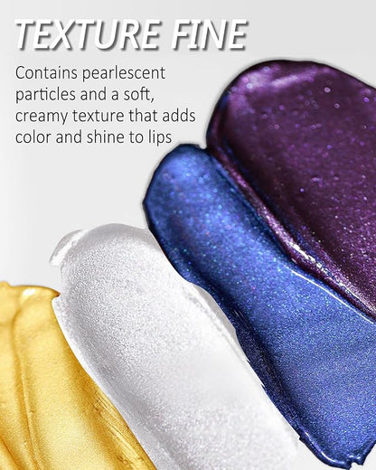 Glitter Sheer Silver Lip Gloss, Matte Metallic Shimmer Non-Stick Lip Gloss,Long-Lasting Waterproof Smudge Proof Liquid Lipstick Lipgloss,Sparkle Diamond Lip Tint Stain, Makeup Gift for Women Girl-06