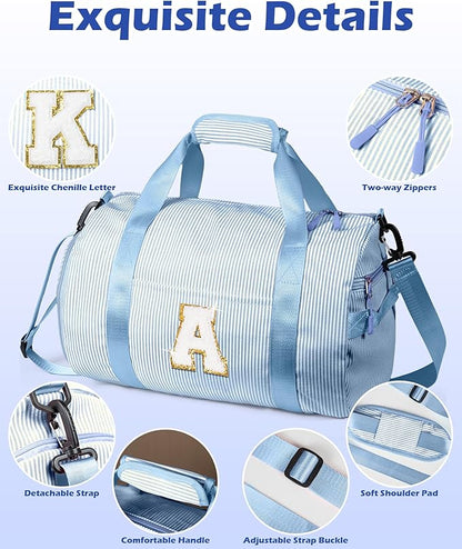 Birthday Gift for Teenager, Girls Travel Duffle Bag, Kids Initial Overnight Bags with Shoe Compartment, Customized Weekender Bag with Makeup Pouch, Teen Girls Gifts Trendy Stuff (Letter A)