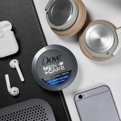 Dove Men+Care Ultra Hydra Cream - Dove Lotion, 3-In-1 Advanced Skin Care for Men, Face Cream, Hand Cream, and Body Lotion for Extremely Dry Skin, All Skin Types, 5.07 Fl Oz (Pack of 12)