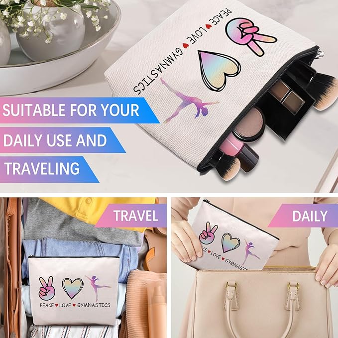 Cosmetic Makeup Bag Gifts for Gymnastics Lover Women, Gymnastic Coach Gift, Gymnastics Athletics Birthday Gifts for Her Friend Sister Daughter