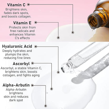 Vitamin C Serum for Face – Brightening, Dark Spot Corrector with Hyaluronic Acid & Vitamin E, Anti-Aging, Glowing Skin Facial Serum, 50ml