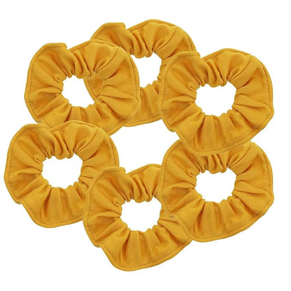6 Pack Large Solid Scrunchies Hair Elastics (Mustard)