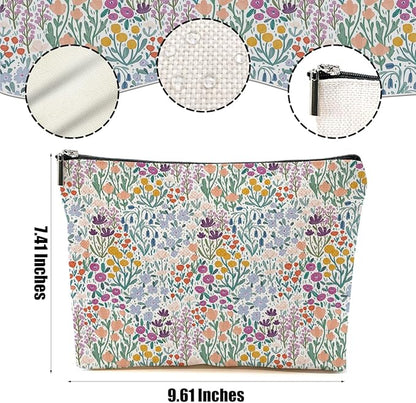 4 Packs Retro Flowers Makeup Bag Garden Cat Forest Animals Cosmetic Bag Friendship Gifts for Women Girls Sister Mom Botanical Travel Organizer Zipper Pouch Christmas Thanksgiving Birthday Gifts