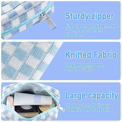 ZLFSRQ 6Pcs Checkered Pencil Case Cute Pencil Pouch for Teens Checkered Makeup Bag Colorful Medium Travel Cosmetic Bag Pink Makeup Pouch for Purse Aesthetic Trendy Zipper Toiletry Bags Organizer
