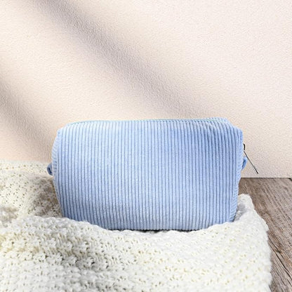 SOIDRAM 6PCS Bridesmaid Proposal Gifts Corduroy Blue makeup bag bulk for Wedding Party Favors Bachelorette party decorations Toiletry Organizer Bag Cosmetic Case Gift