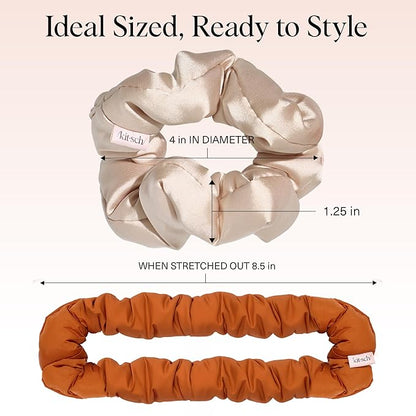 Kitsch Scrunchies for Women - No Crease Hair Ties No Damage | Soft Polyester Scrunchies for All Hair Types | Stylish & Comfortable, For Ponytails & Buns | Ideal Gifts for Women - Sedona, 3pcs