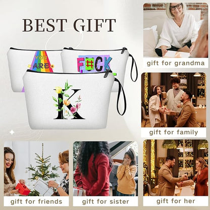SEAMOON Mom Birthday Thank You Appreciation Gifts for Women Aunt Teacher Coworkers Bride Bridesmaid Monogrammed Travel Makeup Cosmetic Bag with Mirror Valentines Mothers Day Christmas Graduation K
