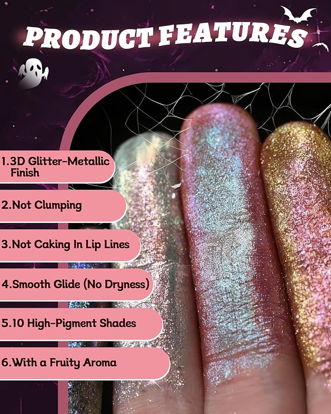 Glitter Metallic Shimmer Lipstick, Blue Lipstick Long Lasting, Diamond High Pigmented Shiny Metallic Lip Stick, Non-sticky Sparkly Lipsticks for Women Christmas Makeup-14 Blue