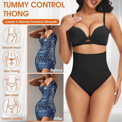 Niceuare Tummy Control Thong Shapewear for Women High Waist Body Shaper Underwear Seamless Comfortable Panty Thong
