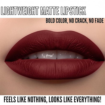 Mynena Burgundy Red Long Lasting Lipstick for Women Waterproof & Transfer-Proof | Hydrating with Shea Butter | Bold Pigment Matte Color Lip Stain | Talc-Free & Vegan Product that Performs | Emma