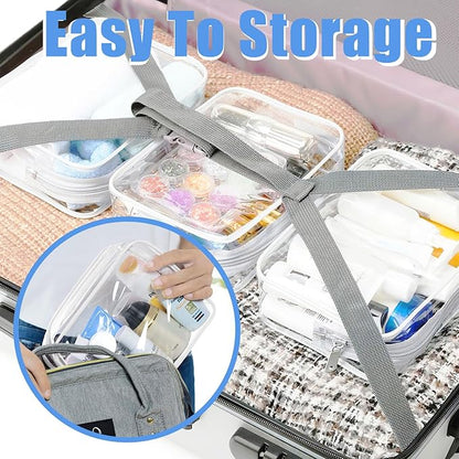 3 Pack Clear Makeup Bags, Waterproof Toiletry Bag with Zipper, Transparent Travel Cosmetic Bag, TSA Approved Clear Organizer Bags, PVC Cosmetic Pouch Case for Vacation Airport Airline Compliant