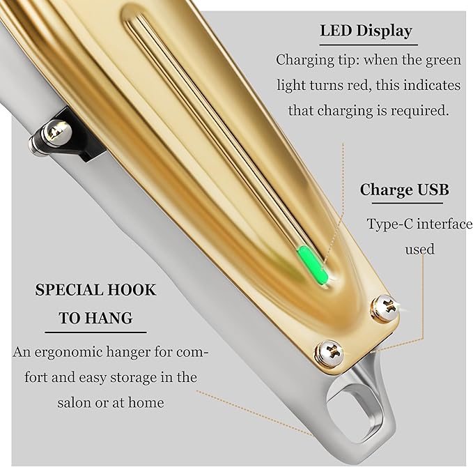 KEMEI Professional Beard & Hair Trimmer for Men, Cordless T-Blade Trimmers, Electric Hair Clippers for Barbers and Stylists, All Body Grooming-Model 1949 Gold