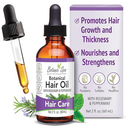 Botanic Spa Botanical Hair Oil with Rosemary and Peppermint – Nourish and Strengthen 2 fl. oz.