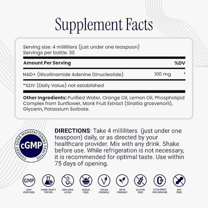 Rho Nutrition Liposomal NAD+ – Liquid Supplement Designed to Help Support Absorption – Active Form of NAD+ Helps Support Normal Cellular Health, Healthy Aging, Energy Metabolism & Vitality – 6 Pack