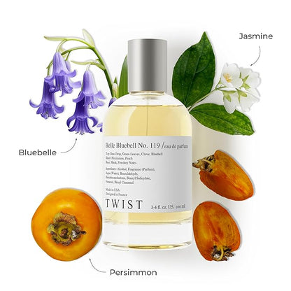 Twist Belle Bluebell No. 119 - Inspired by J. M. Wild Bluebell, Long-Lasting Perfume for Women, Paraben-Free, Vegan, Clean Ingredients, Fragrance – Spray 100 ml | 3.4 fl. oz.